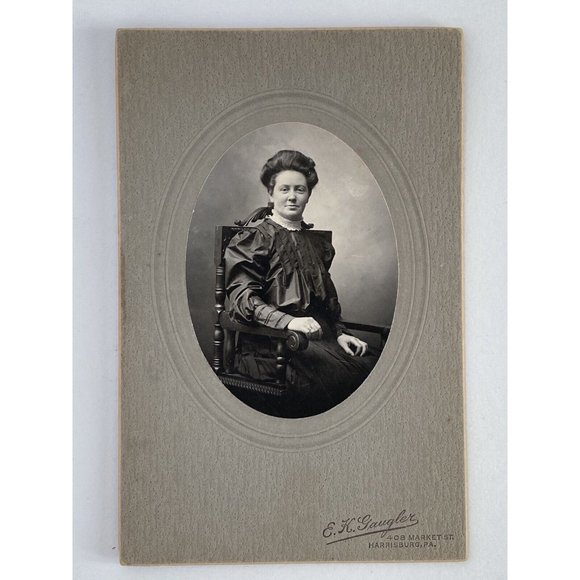c1900 Cabinet Card Woman Oval Portrait Studio Photo E H Gaugler Harrisburg PA - Picture 2 of 6